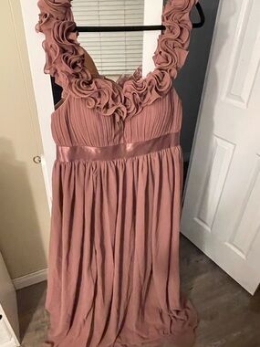 Amazon Dusty Rose Ruffle Neck Formal Dress